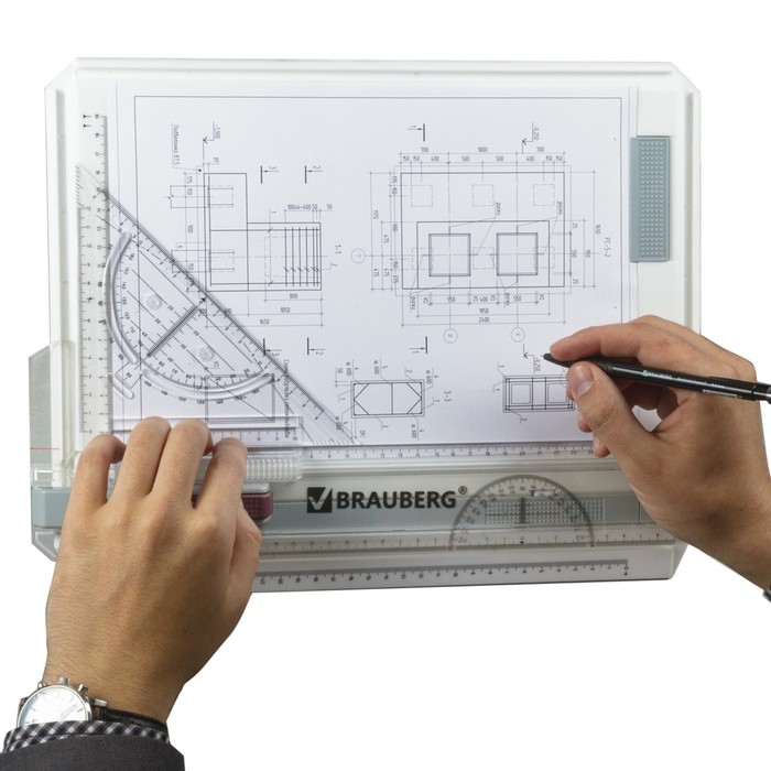 Доска чертёжная А4 BRAUBERG, с рейсшиной и треугольником