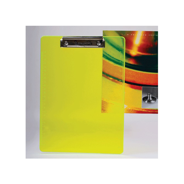 Планшет с прижимом А4 BRAUBERG Energy, пластик, неоновый жёлтый