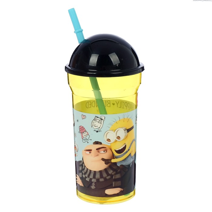Стакан 460 мл "Гадкий я 3", с соломинкой и крышкой-полусферой