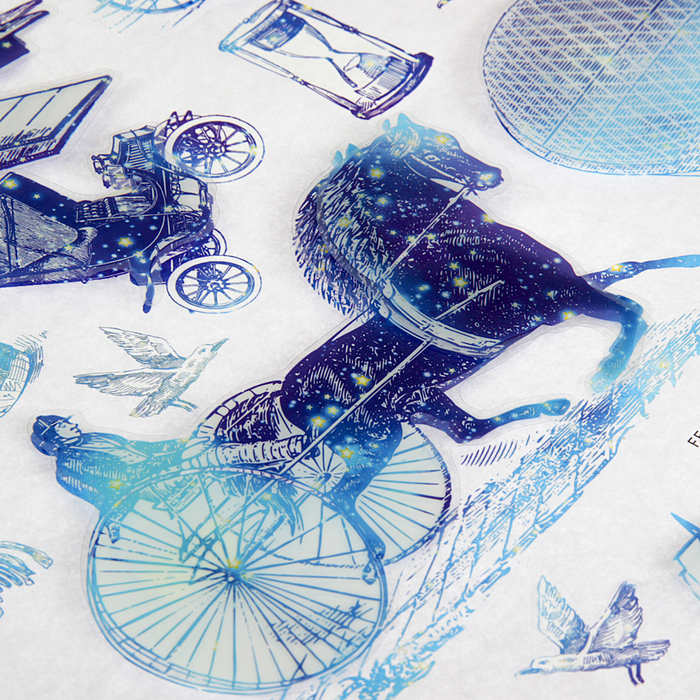 Наклейка пластик 7D "Морские просторы" МИКС синяя 65х36 см