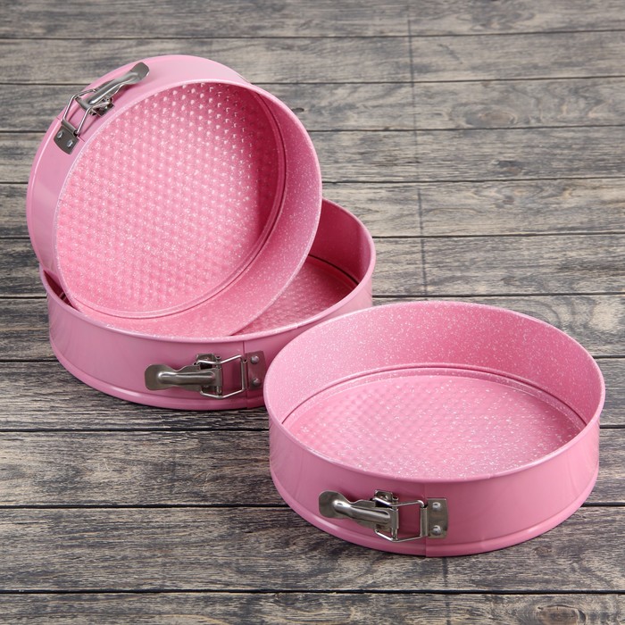 Набор форм для выпечки разъемных "Мраморный зефир. Круг", 3 шт, с антипригарным покрытием