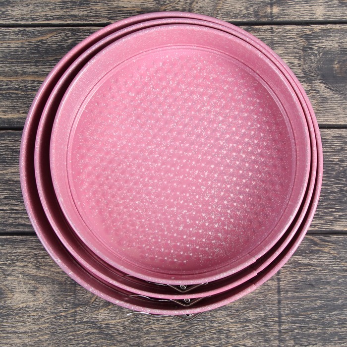 Набор форм для выпечки разъемных "Мраморный зефир. Круг", 3 шт, с антипригарным покрытием