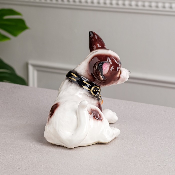 Копилка" Чихуа хуа" лежачий" глянец, бело-коричневый