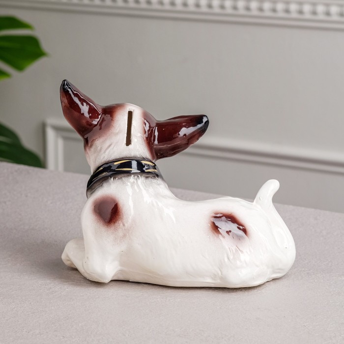 Копилка" Чихуа хуа" лежачий" глянец, бело-коричневый