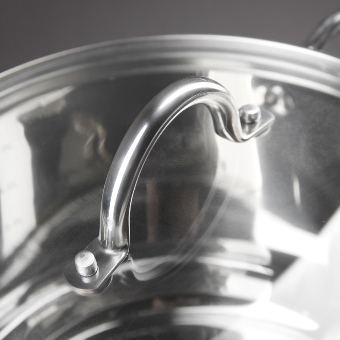 Набор посуды "Монта", 6 предметов: ковш 1,5 л, 4 кастрюли с мерными шкалами 1,5/2/2,5/5 л, сковорода 27,5 см, крышки