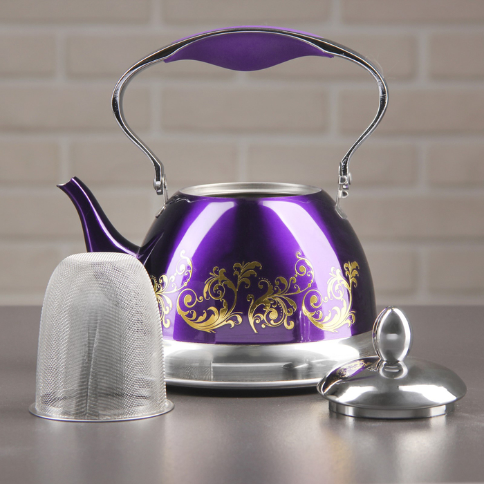 Чайник с ситом 1 л "Ясмин", цвет фиолетовый