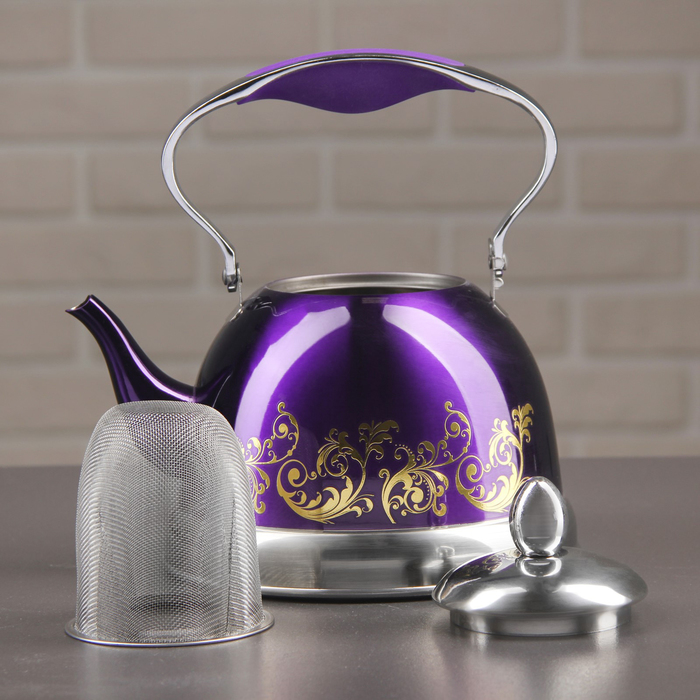 Чайник с ситом 1,5 л "Ясмин", цвет фиолетовый