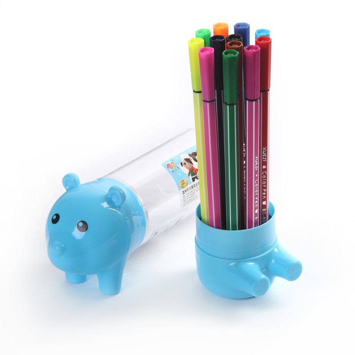 Фломастеры 12цв в пластиковом тубусе Собачка вентилируемый колпачок МИКС