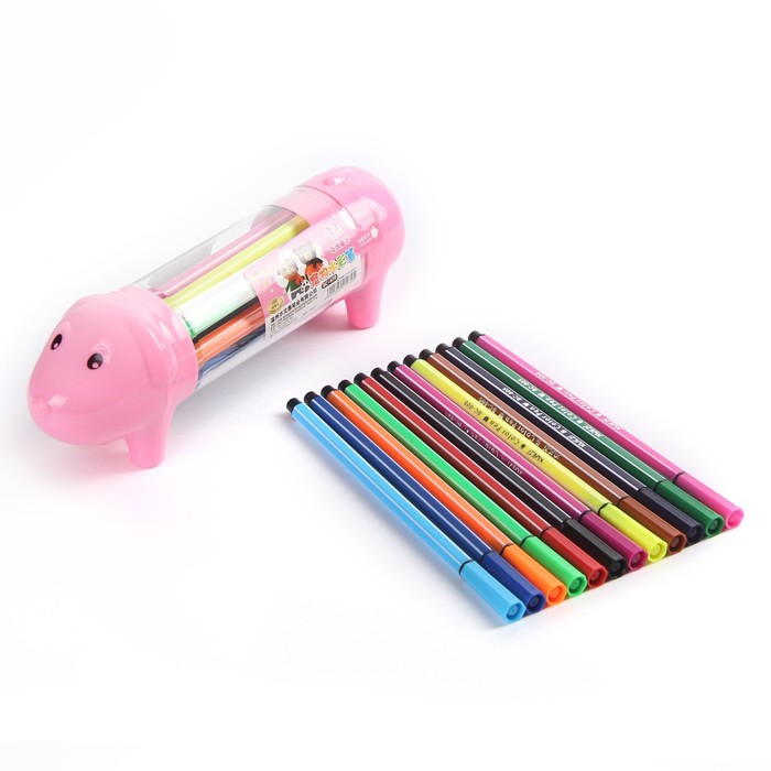 Фломастеры 12цв в пластиковом тубусе Собачка вентилируемый колпачок МИКС