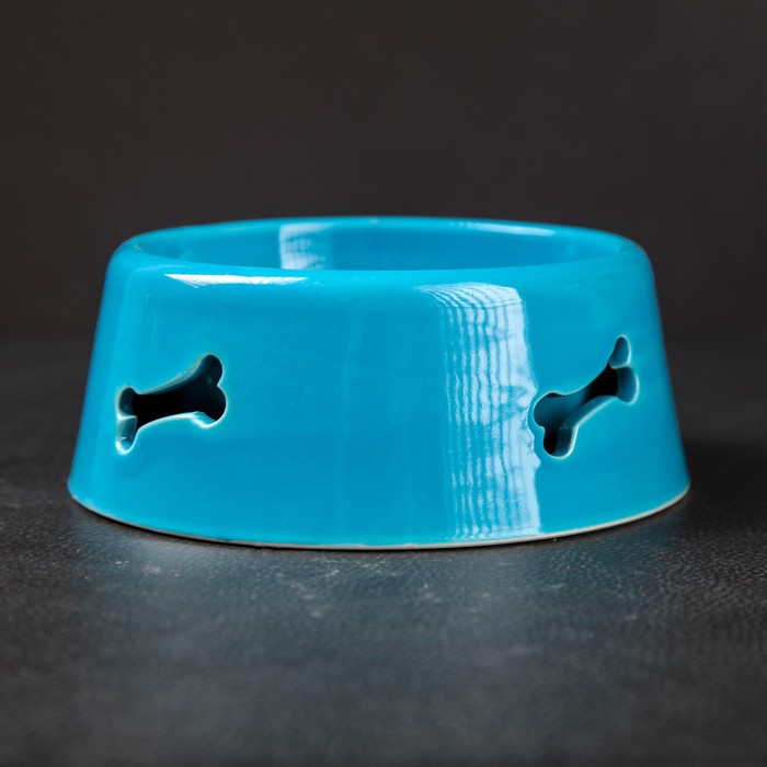 Миска "Косточки" 0,3 л, голубой резка