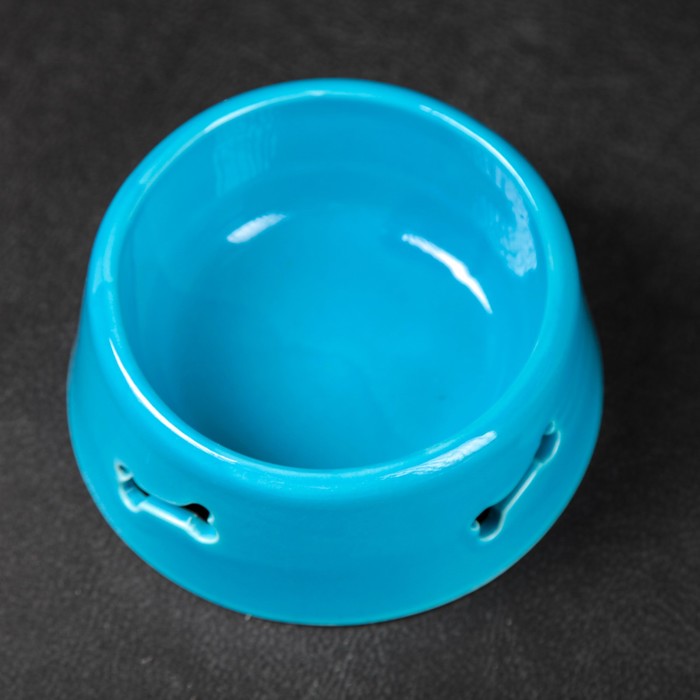 Миска "Косточки" 0,3 л, голубой  резка