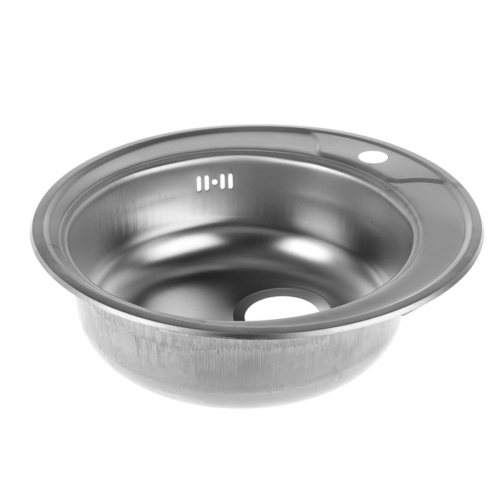 Мойка кухонная "Кромрус", врезная, без сифона, d=49 см, нержавеющая сталь 0.6 мм