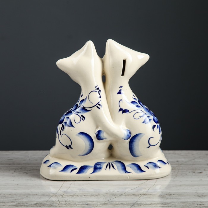 Копилка "Коты танцующие" гжель, микс