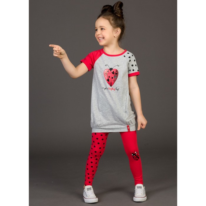 Комплект для девочки (туника, штаны), рост 86 см, цвет серый