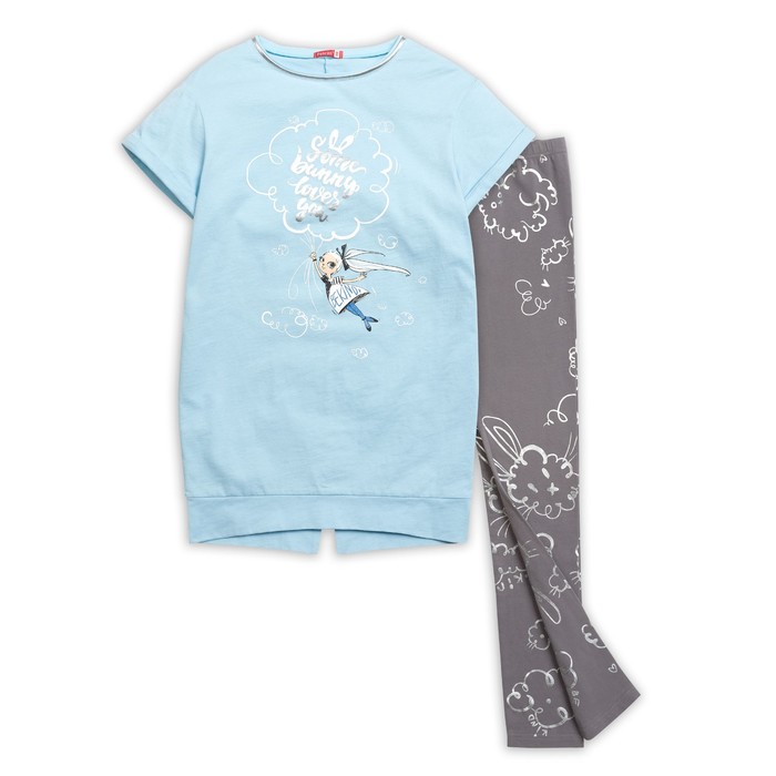 Комплект для девочки (туника, штаны), рост 146 см, цвет голубой