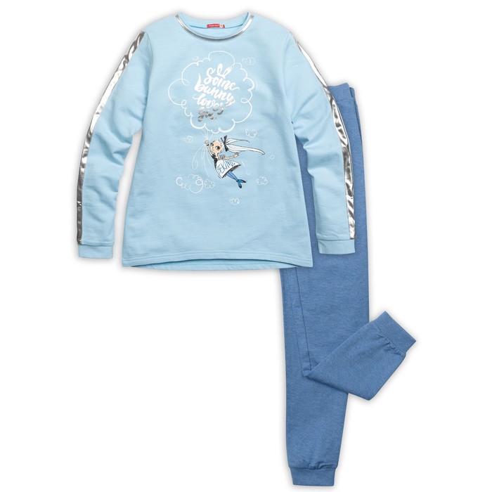 Комплект для девочки (туника, штаны), рост 140 см, цвет голубой