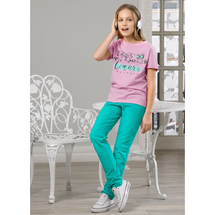 Брюки для девочки, рост 146 см, цвет изумрудный