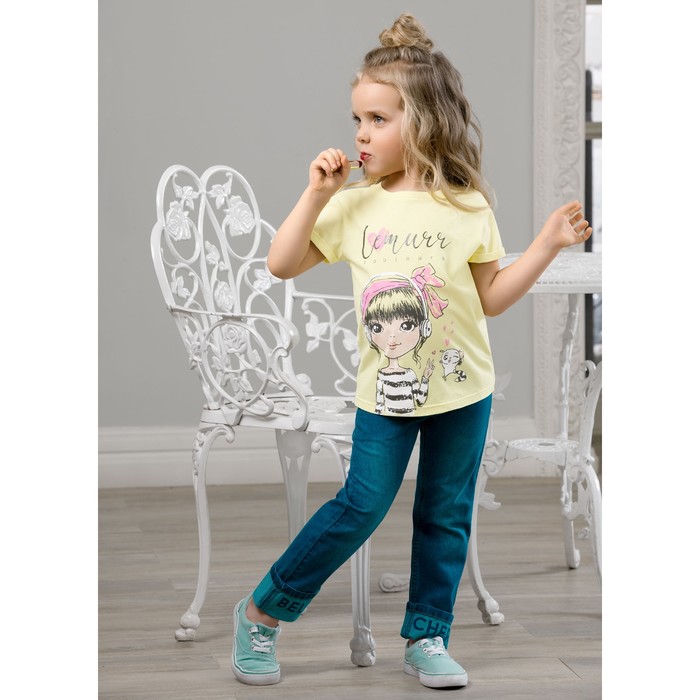 Брюки для девочки, рост 116 см, цвет голубой