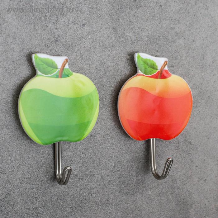 фото Набор крючков на липучке «яблоки», 2 шт, цвет микс