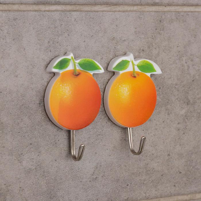 фото Набор крючков на липучке «апельсины», 2 шт, цвет оранжевый