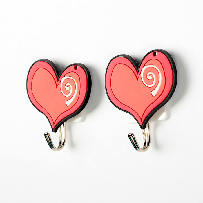 Набор крючков на липучке "Сердца", 2 шт