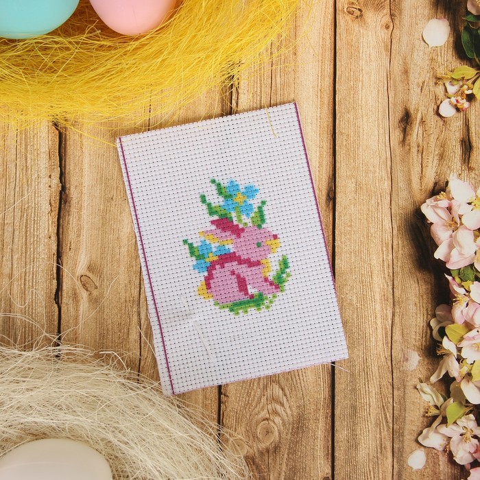 Вышивка крестиком в фетровой рамке "Зайчик"