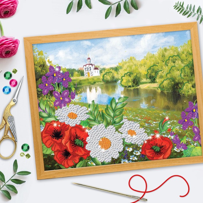 Вышивка бисером и пайетками "Пейзаж", 28 х 35 см