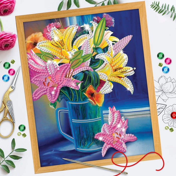 Вышивка бисером и пайетками "Лилии", 28 х 35 см