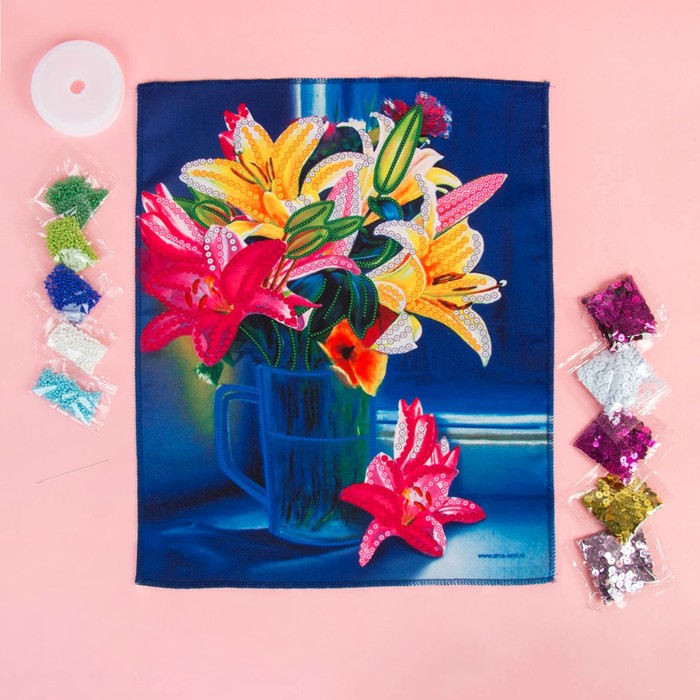 Вышивка бисером и пайетками "Лилии", 28 х 35 см