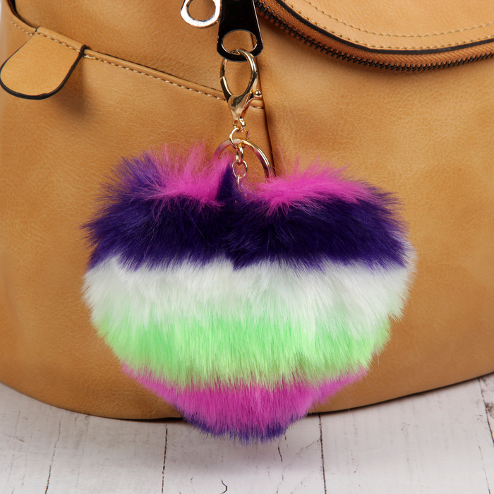 Пушистик на кольце "Полосатое сердце" МИКС 7х12х14 см