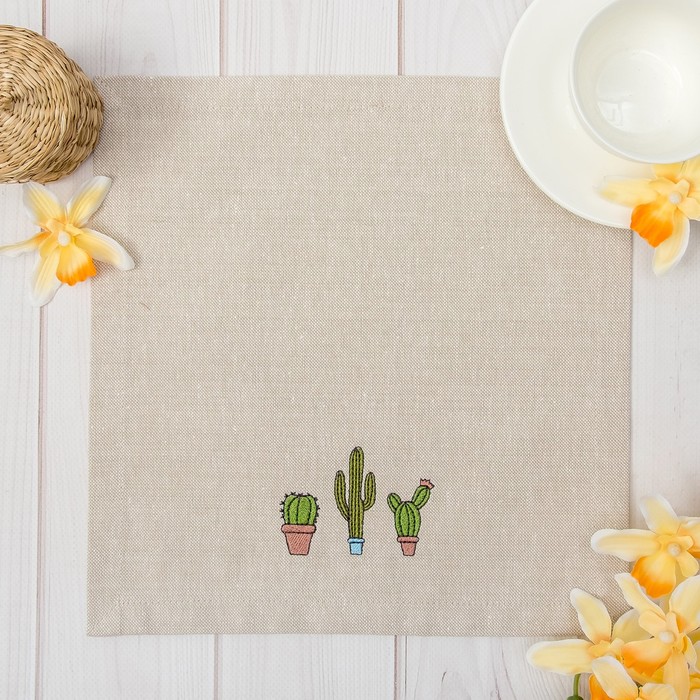 Салфетка на стол "Кактусы" 30х30 см, 100% хл, репс