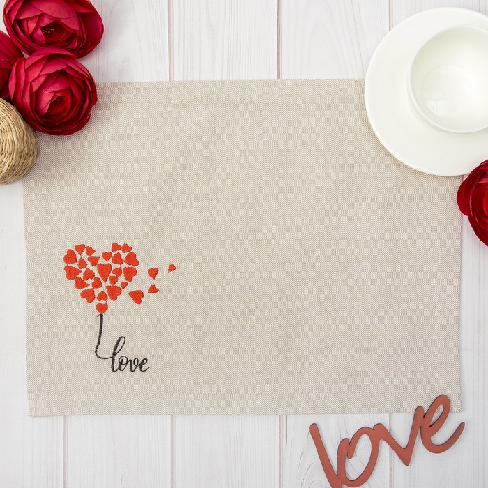 Салфетка на стол "Love" 30х40 см, 100% хл, репс