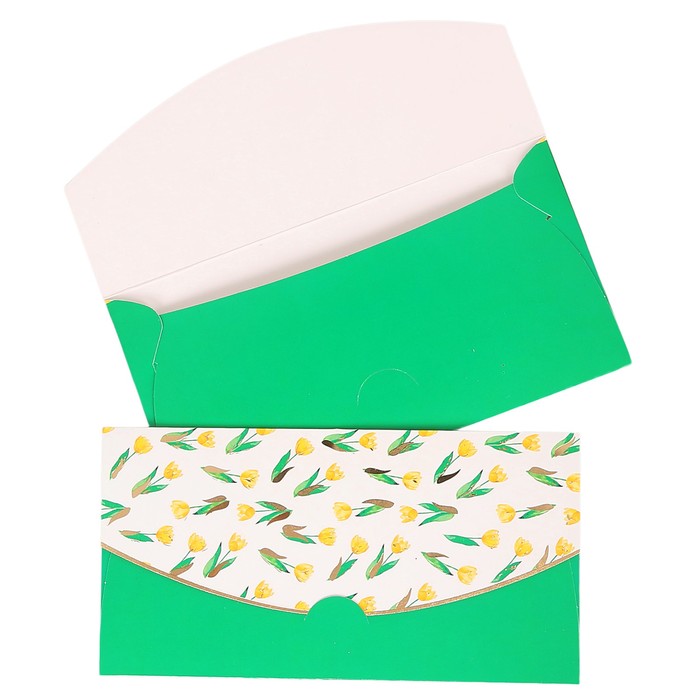 Конверт для денег "Универсальный" тюльпаны, белый фон