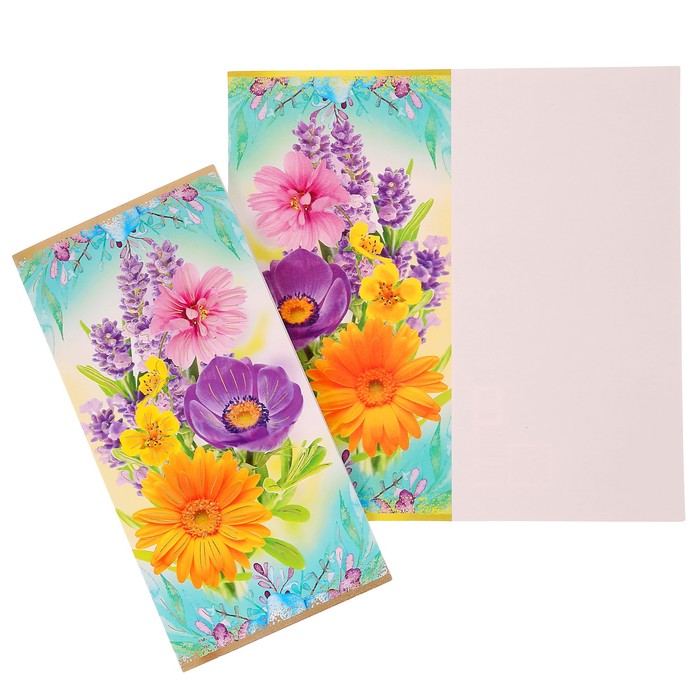 Открытка "Универсальный" цветы, голубой фон