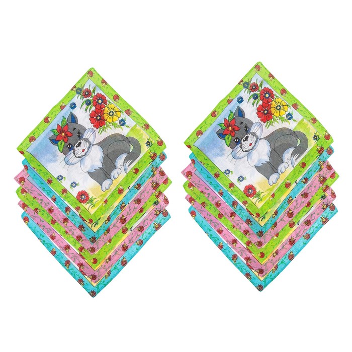 Набор детских носовых платков 45014-826 Melagrana (12шт) 20х20см печать полотн. 66г/м хл100% 32897