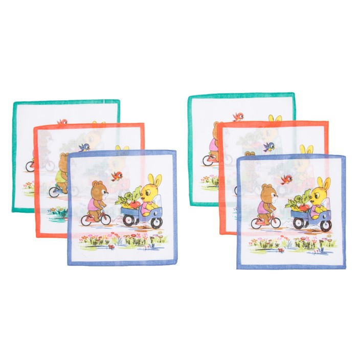 Набор детских носовых платков 45453К-13 Etteggy (6шт) 25х25см печать полотн. 66г/м, хл100%