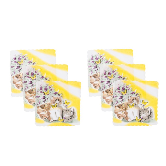 Набор детских носовых платков 45453КС-466 Etteggy (6шт) 25х25см печать полотн. 66г/м, хл100% 32897