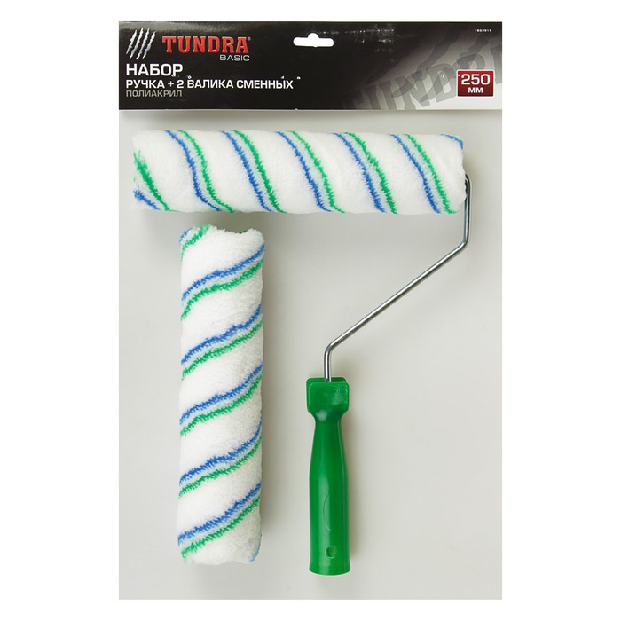Валик TUNDRA basic, полиакрил, 250 мм, ручка d=8 мм, D=42 мм, ворс 11 мм, + зап. ролик