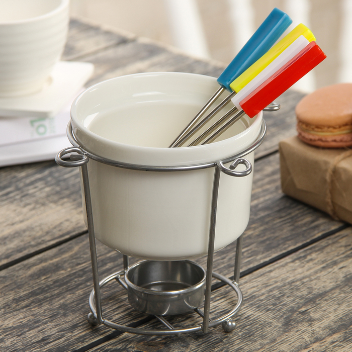 Набор для фондю на подставке "Эталон", 5 предметов, 4 шпажки