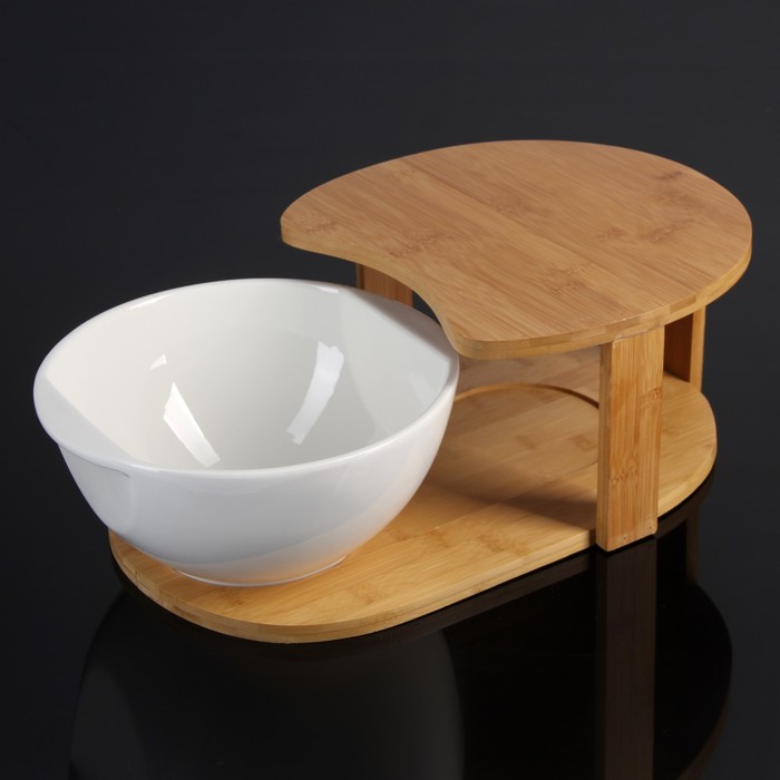 Салатник 2,4 л "Эстет", на деревянной подставке с разделочной доской