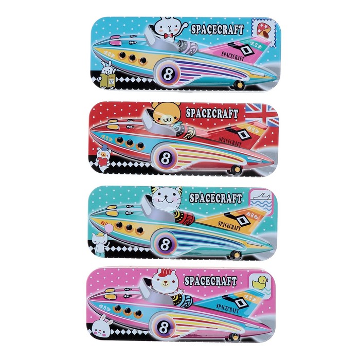 Пенал школьный металл МИКС Самолет