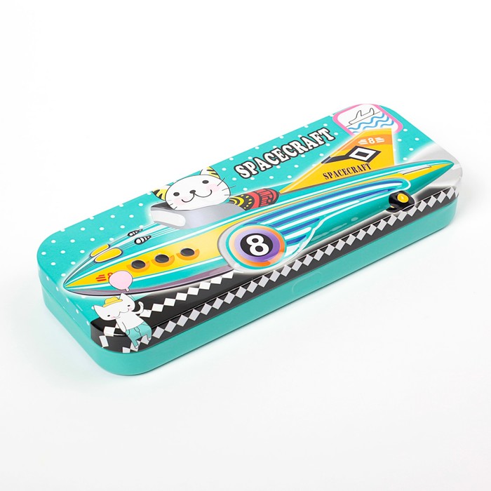 Пенал школьный металл МИКС Самолет