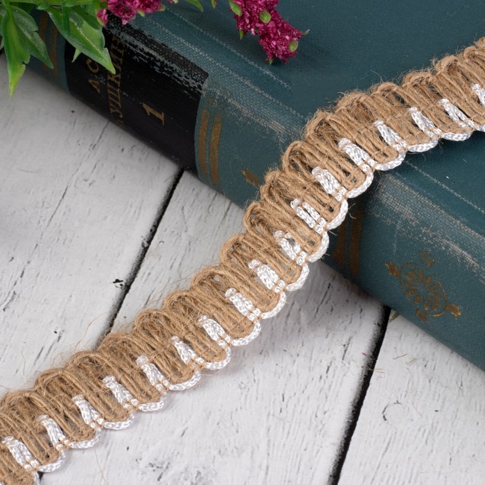 Лента холщовая "Волны", натуральная, 20мм, 5±1м, цвет бежевый