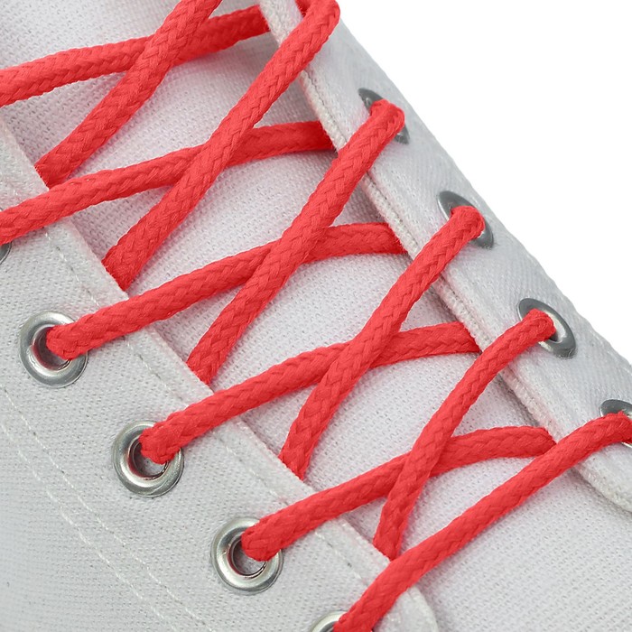 Шнурки для обуви, пара, круглые, d = 3 мм, 120 см, цвет красный