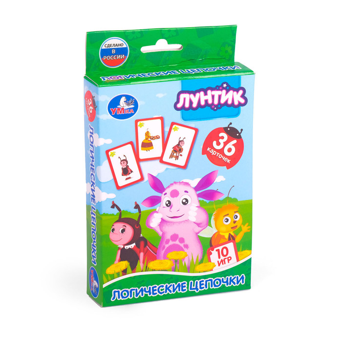 Карточки развивающие "Лунтик Логические цепочки" 36 карточек 4690590125199