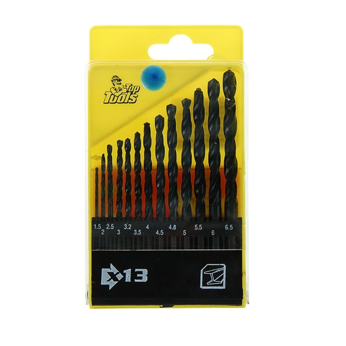 Сверло Top Tools, по металлу, HSS, 1.5-6.5 мм, S4, набор 13 шт