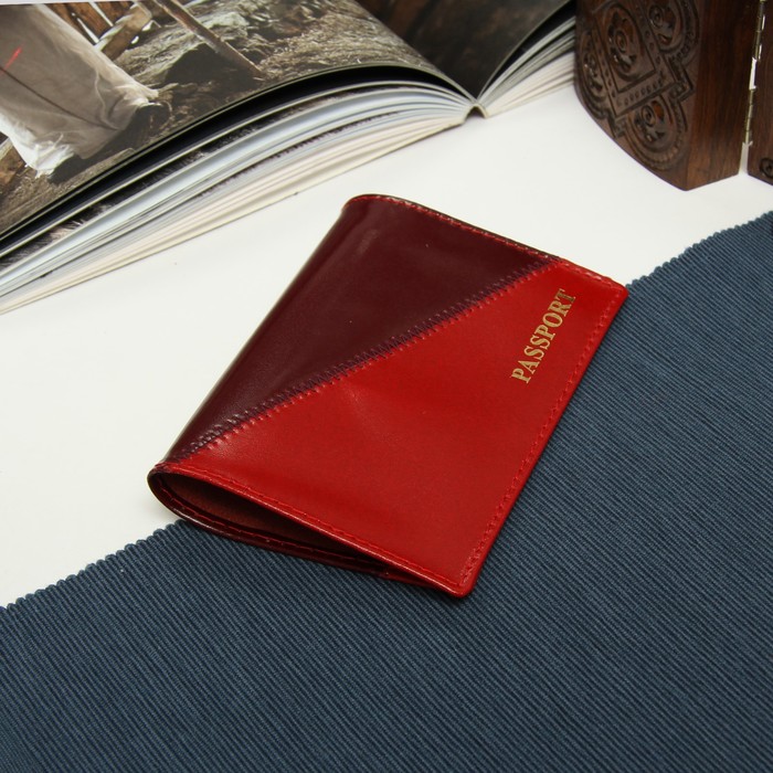 Обложка для паспорта, шик, цвет алый/вишнёвый