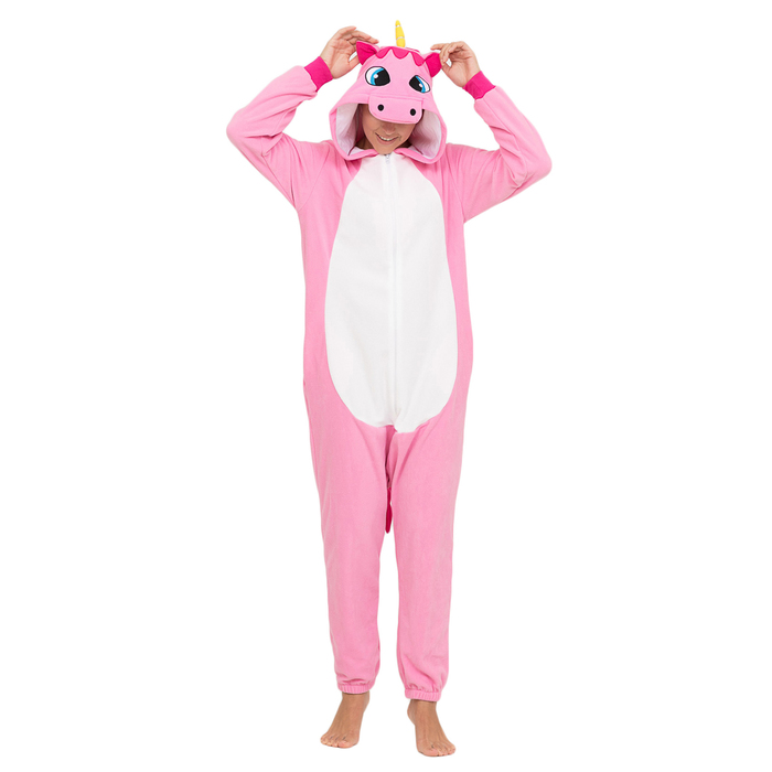 Комбинезон-кигуруми на молнии "Розовый единорог" (XL), р.50-52, рост 182-190 см