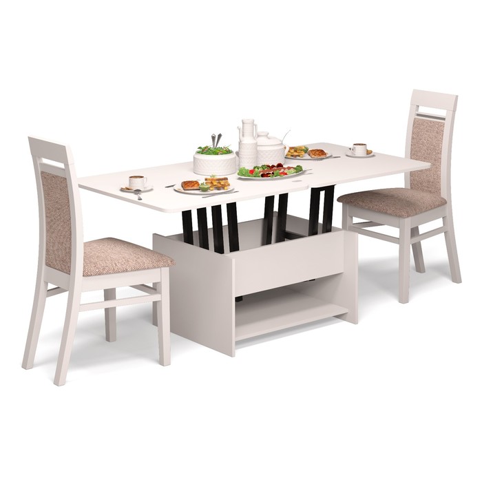 Стол трансформер Удобный 800х800х460 Белый