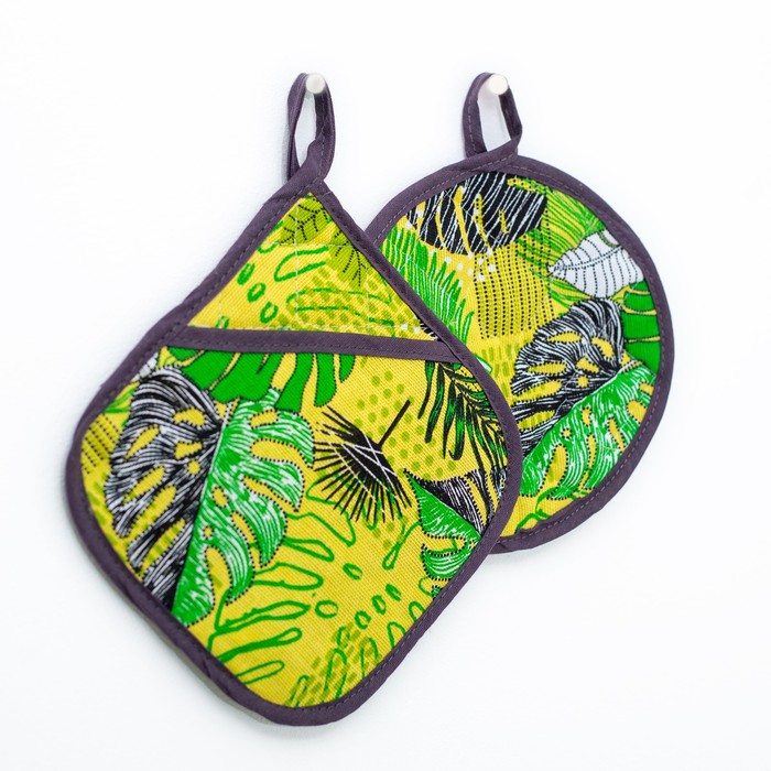 Прихватка "Доляна" Листья 18*18 см, рогожка, 160г/м2, 100% хл